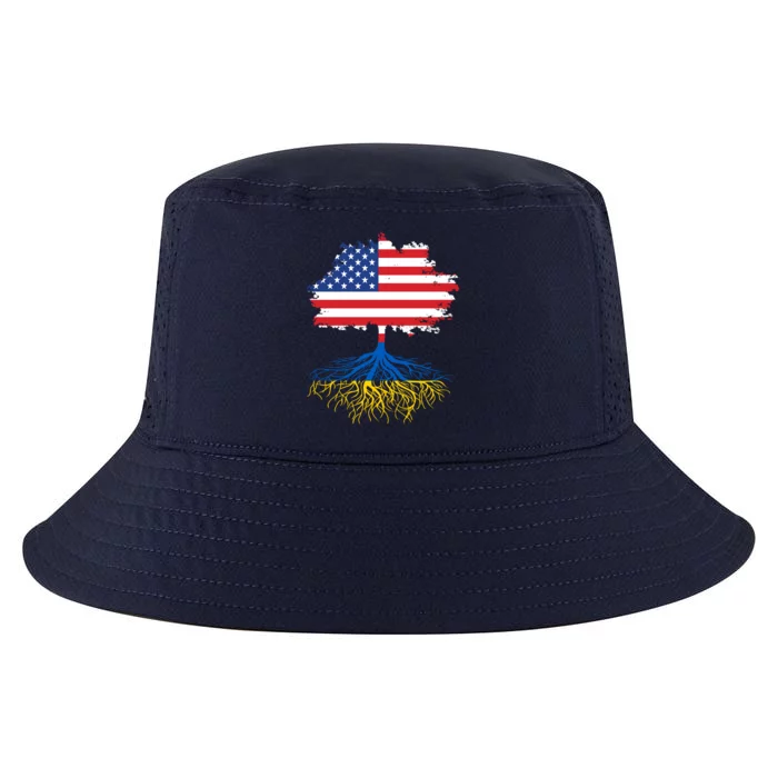 Cool American Ukrainian Roots I Stand With Ukraine USA Ukraine Flags Cool Comfort Performance Bucket Hat