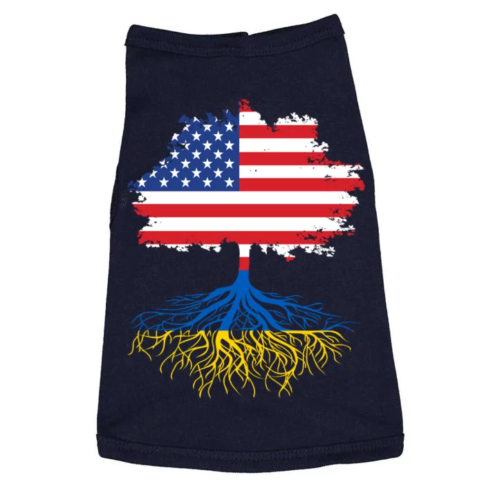 Cool American Ukrainian Roots I Stand With Ukraine USA Ukraine Flags Doggie Tank