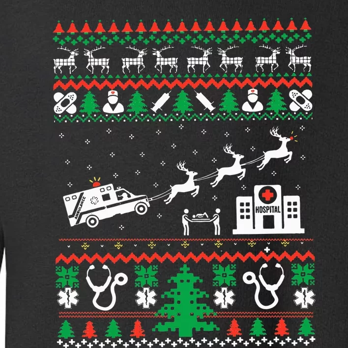 Christmas Ambulance Ugly Sweater Emergency Medical EMT Toddler Sweatshirt