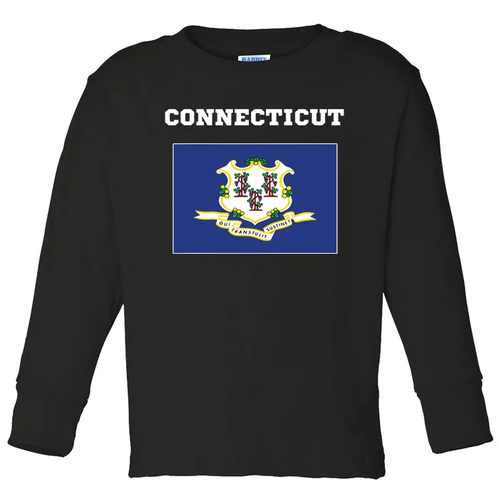 Connecticut American Usa Top Travel Flag Gift Toddler Long Sleeve Shirt