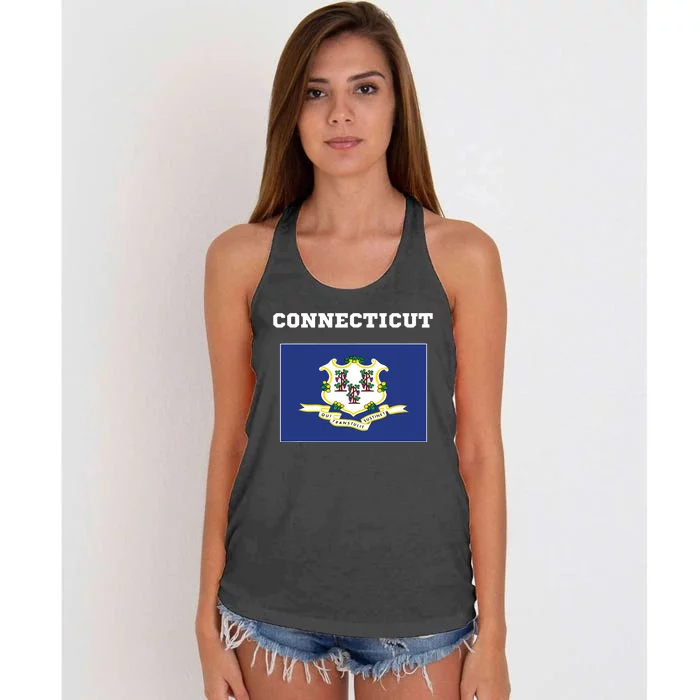 Connecticut American Usa Top Travel Flag Gift Women's Knotted Racerback Tank