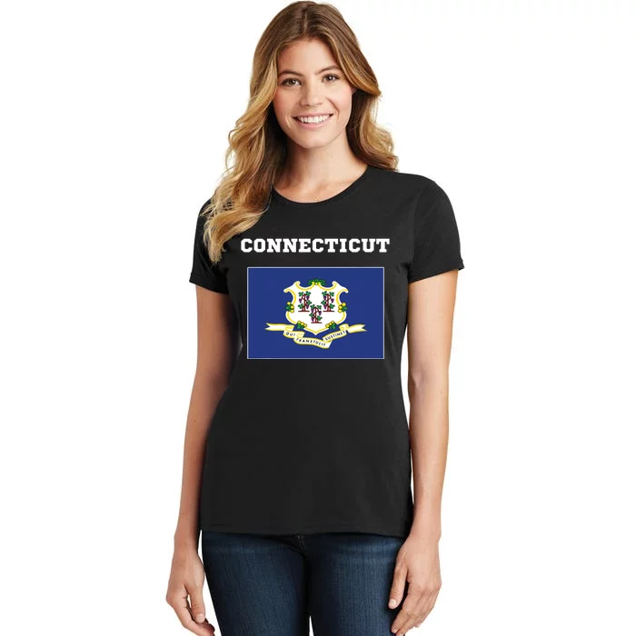 Connecticut American Usa Top Travel Flag Gift Women's T-Shirt