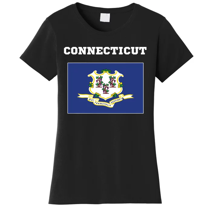 Connecticut American Usa Top Travel Flag Gift Women's T-Shirt