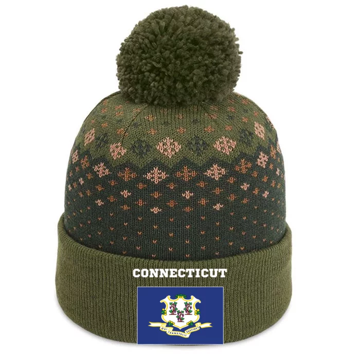 Connecticut American Usa Top Travel Flag Gift The Baniff Cuffed Pom Beanie