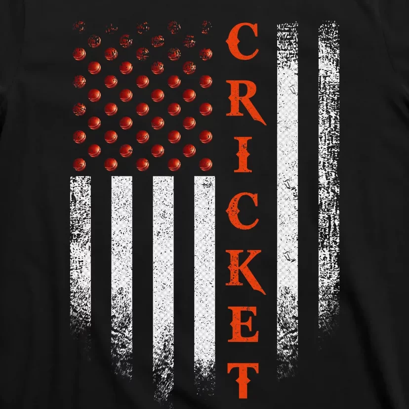 Cricket Apparel US Flag Retro Cricket Player American Flag T-Shirt