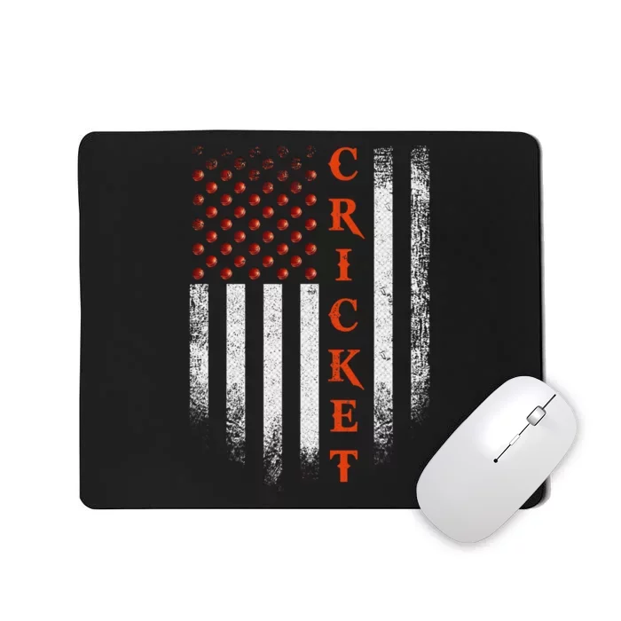 Cricket Apparel US Flag Retro Cricket Player American Flag Mousepad