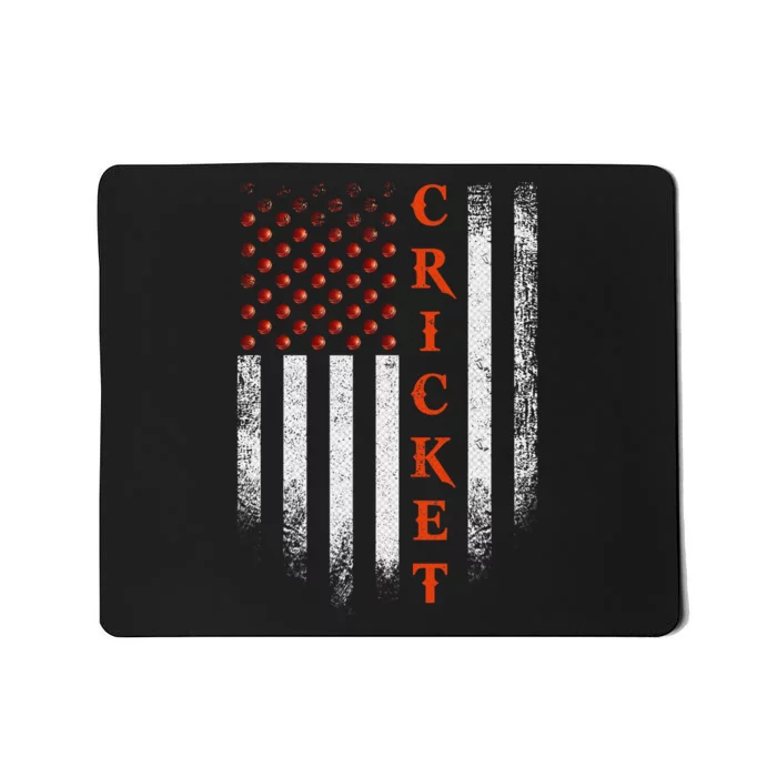 Cricket Apparel US Flag Retro Cricket Player American Flag Mousepad