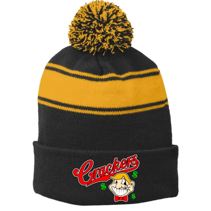 Caucasians Crackers Baseball Money Logo Stripe Pom Pom Beanie