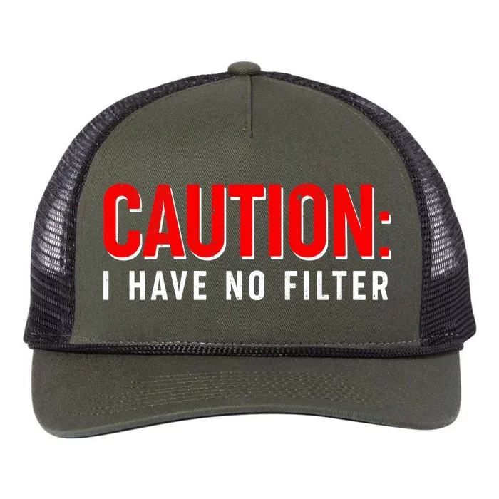 Caution I Have No Filter Retro Rope Trucker Hat Cap