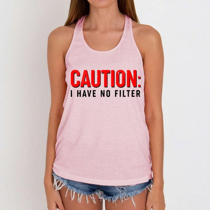 Caution I Have No Filter Women's Knotted Racerback Tank