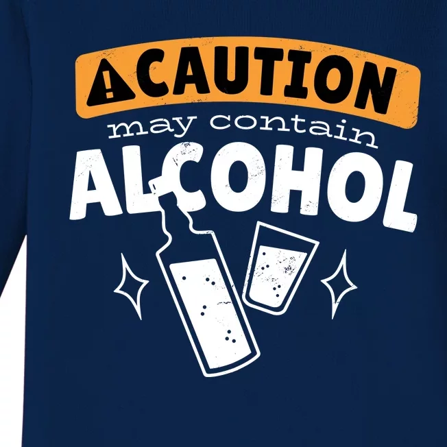 Caution May Contain Alcohol Baby Long Sleeve Bodysuit