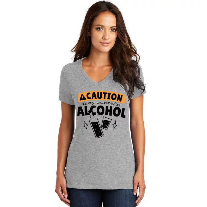 Caution May Contain Alcohol Women's V-Neck T-Shirt