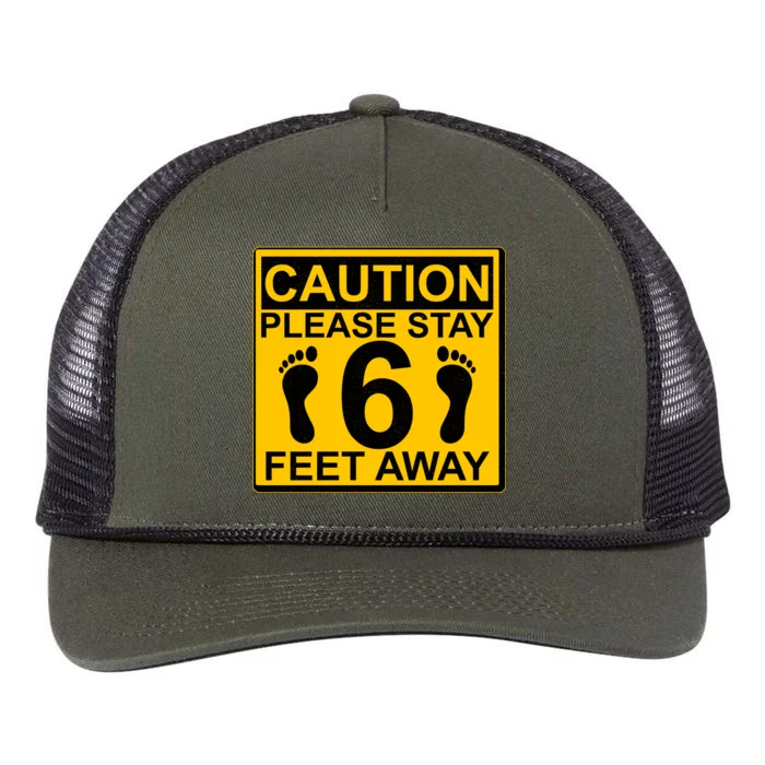 Caution Please Stay 6 Feet Away Retro Rope Trucker Hat Cap