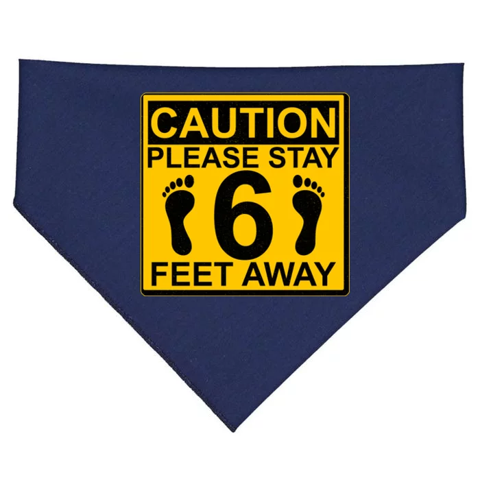 Caution Please Stay 6 Feet Away USA-Made Doggie Bandana