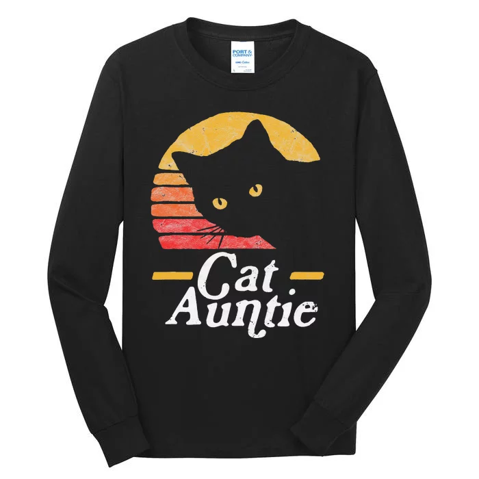 Cat Aunt Vintage Eighties Style Sun Cat Retro Distressed Tall Long Sleeve T-Shirt