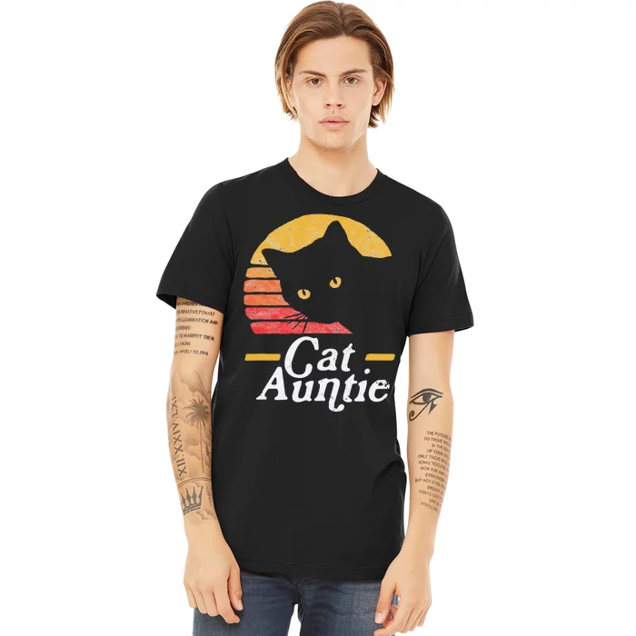 Cat Aunt Vintage Eighties Style Sun Cat Retro Distressed Premium T-Shirt