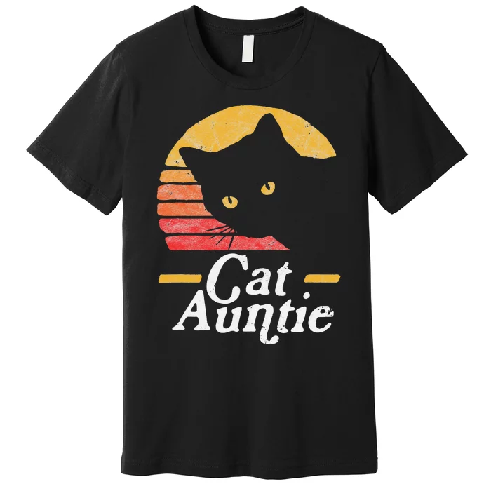 Cat Aunt Vintage Eighties Style Sun Cat Retro Distressed Premium T-Shirt