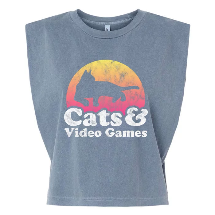 Cats And Video Games Cat And Video Game Gift Garment-Dyed Women's Muscle Tee