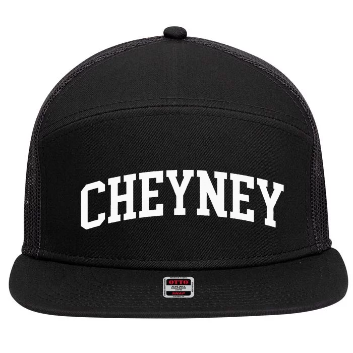 Cheyney Arch Vintage Retro College Athletic Sports 7 Panel Mesh Trucker Snapback Hat