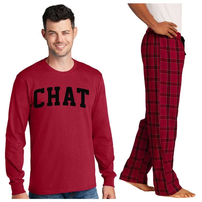 Chat Arch Vintage College Athletic Sport Long Sleeve Pajama Set