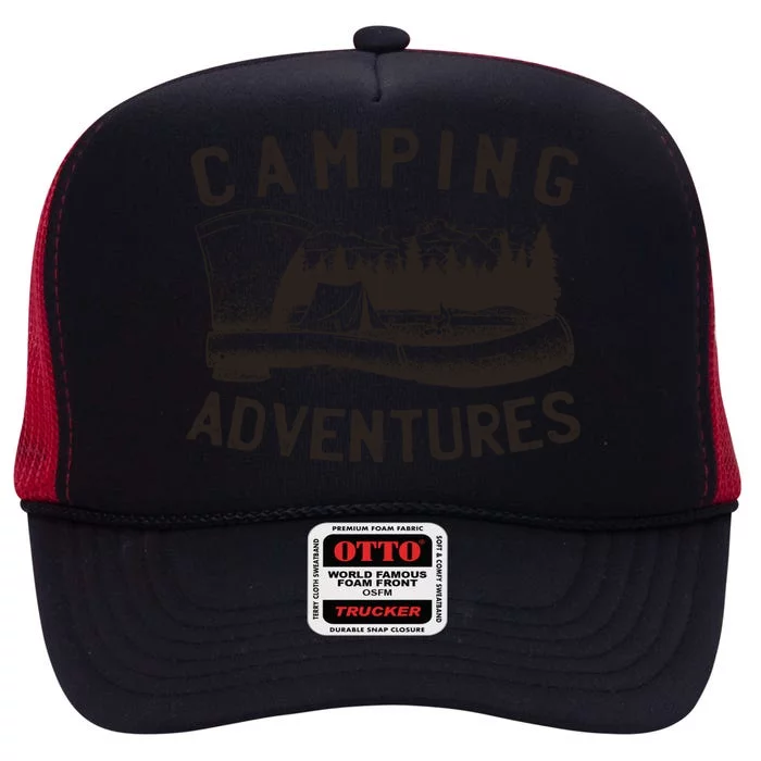 Camping Adventures Vintage High Crown Mesh Trucker Hat