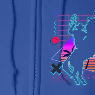 Cow Aesthetic Vaporwave 80s Style Horse Riding Lover Gift Full Zip Hoodie