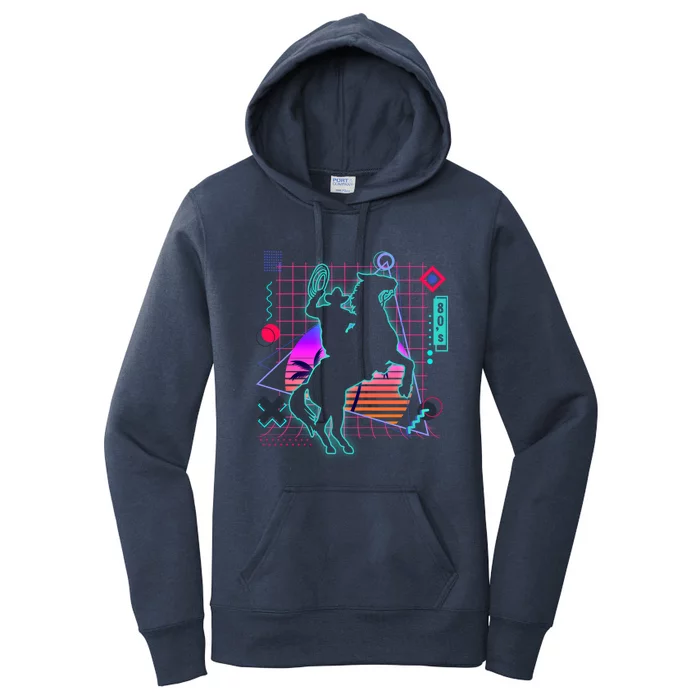 Cow Aesthetic Vaporwave 80s Style Horse Riding Lover Gift Women's Pullover Hoodie