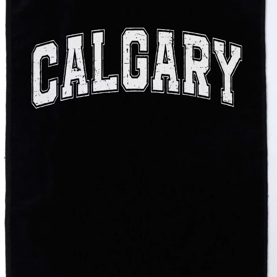 Calgary Ab Vintage Sports White Retro Varsity Text Platinum Collection Golf Towel