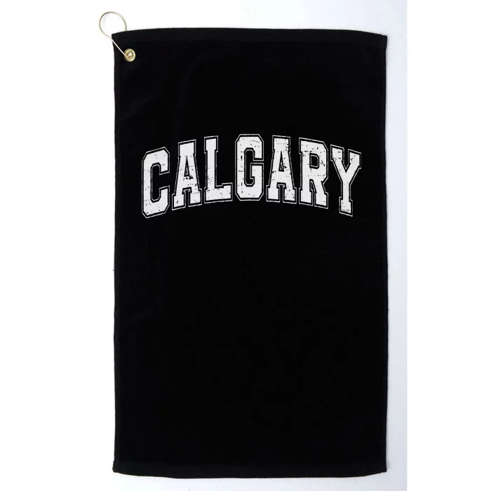 Calgary Ab Vintage Sports White Retro Varsity Text Platinum Collection Golf Towel