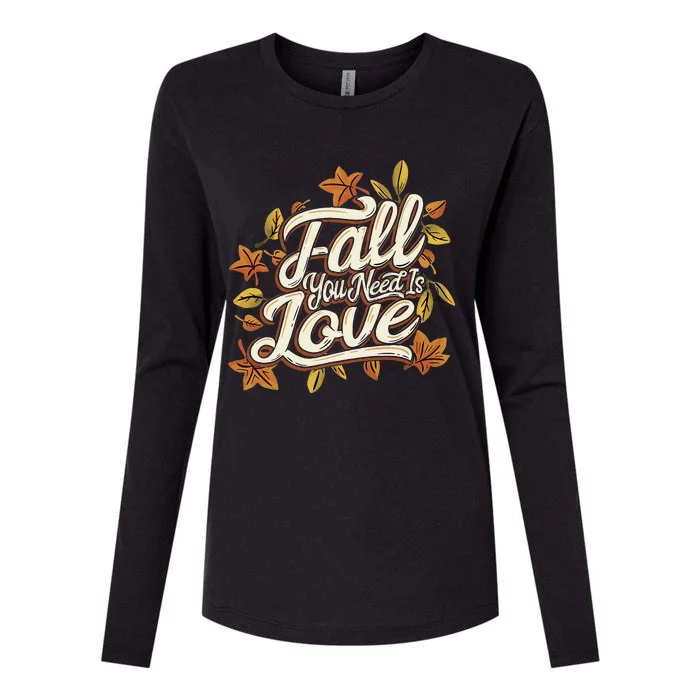 Cozy Autumn Vibes Lovethemed Thanksgiving Womens Cotton Relaxed Long Sleeve T-Shirt