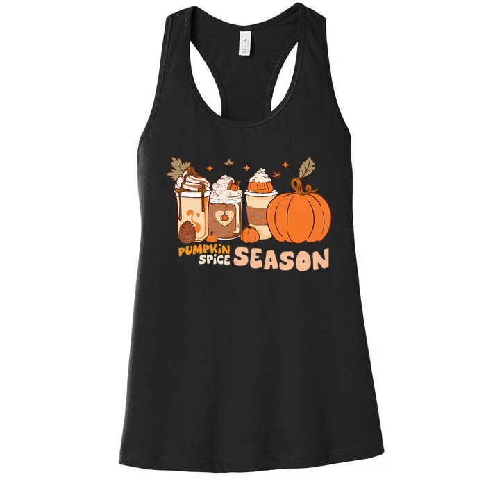 Cozy Autumn Vibes Pumpkin Spice Season Thanksgiving Day Women's Racerback Tank