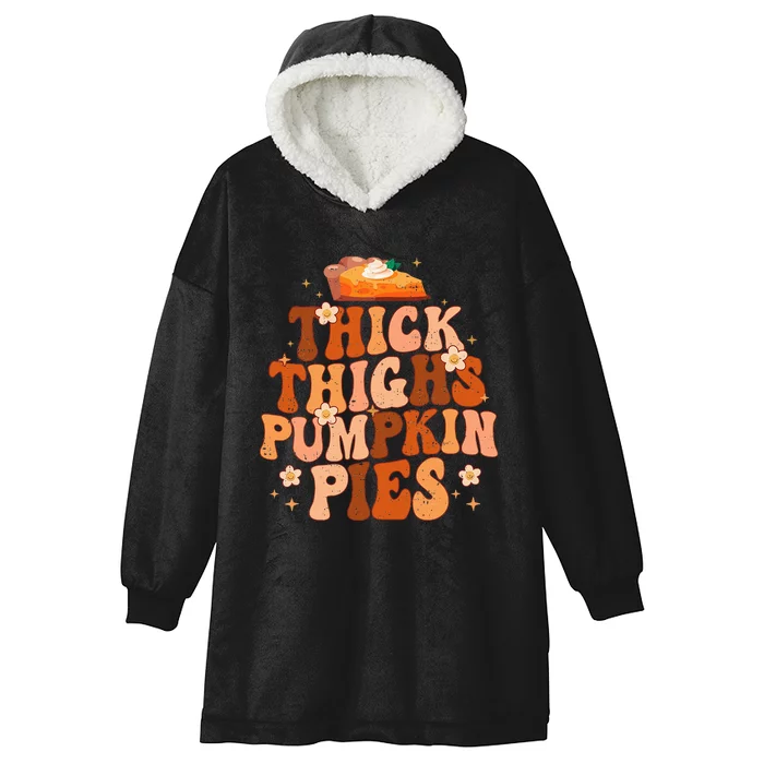 Cozy Autumn Vibes Celebrating Thanksgiving with Pumpkin Pies Hooded Wearable Blanket