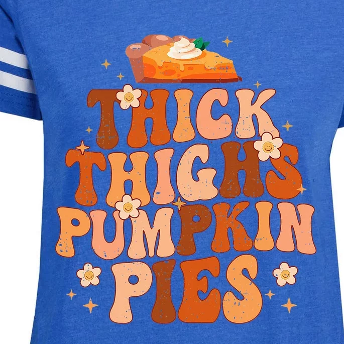 Cozy Autumn Vibes Celebrating Thanksgiving with Pumpkin Pies Enza Ladies Jersey Football T-Shirt