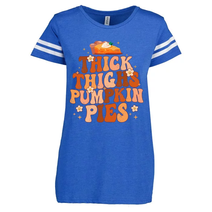 Cozy Autumn Vibes Celebrating Thanksgiving with Pumpkin Pies Enza Ladies Jersey Football T-Shirt