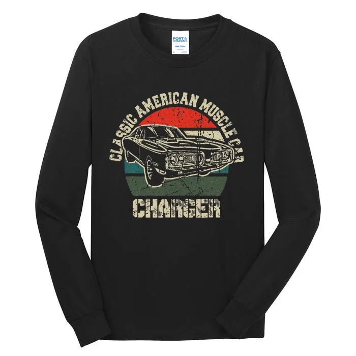 Classic American Vintage Muscle Car Charger 1960s 1970s Fan Tall Long Sleeve T-Shirt