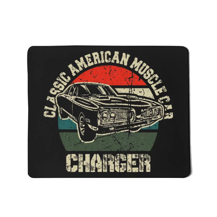 Classic American Vintage Muscle Car Charger 1960s 1970s Fan Mousepad