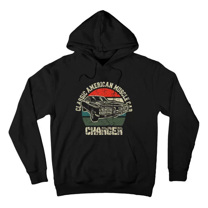 Classic American Vintage Muscle Car Charger 1960s 1970s Fan Tall Hoodie