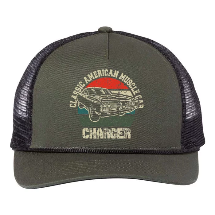 Classic American Vintage Muscle Car Charger 1960s 1970s Fan Retro Rope Trucker Hat Cap