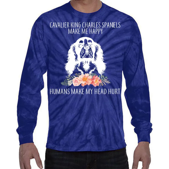 Cavalier King Charles Make Me Happy Tie-Dye Long Sleeve Shirt