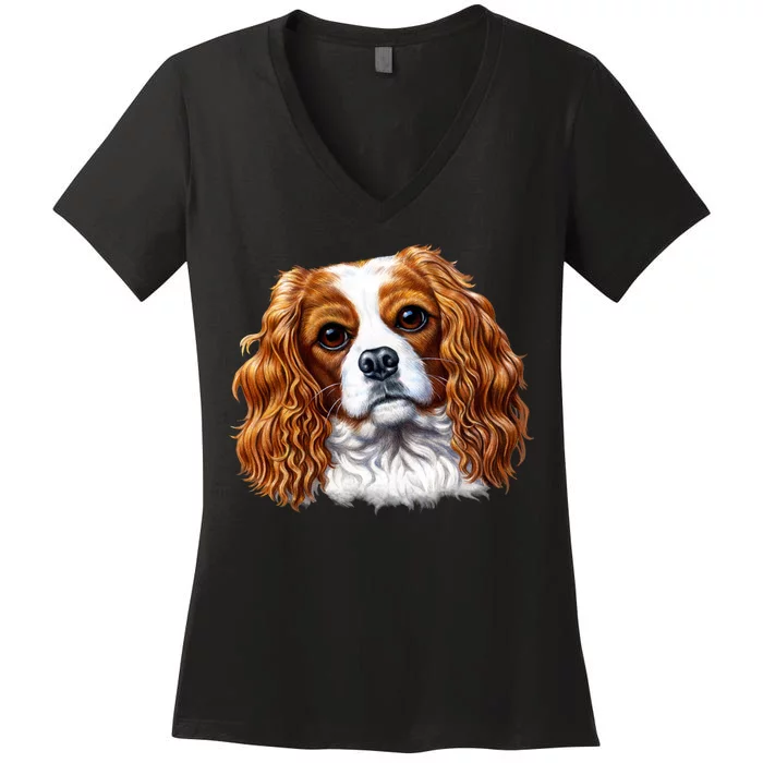 Cavalier King Charles Spaniel Dog Women's V-Neck T-Shirt