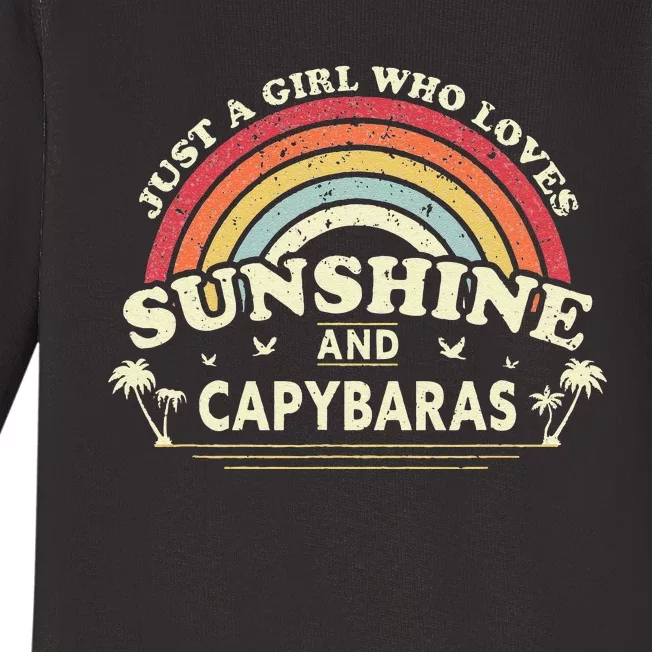 Capybara A  Who Loves Sunshine And Capybaras Baby Long Sleeve Bodysuit