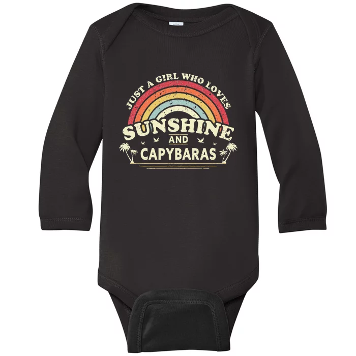 Capybara A  Who Loves Sunshine And Capybaras Baby Long Sleeve Bodysuit