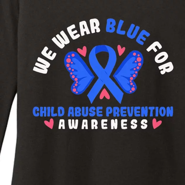 Child Abuse Warrior Prevention Month Blue Ribbon Awareness Womens CVC Long Sleeve Shirt