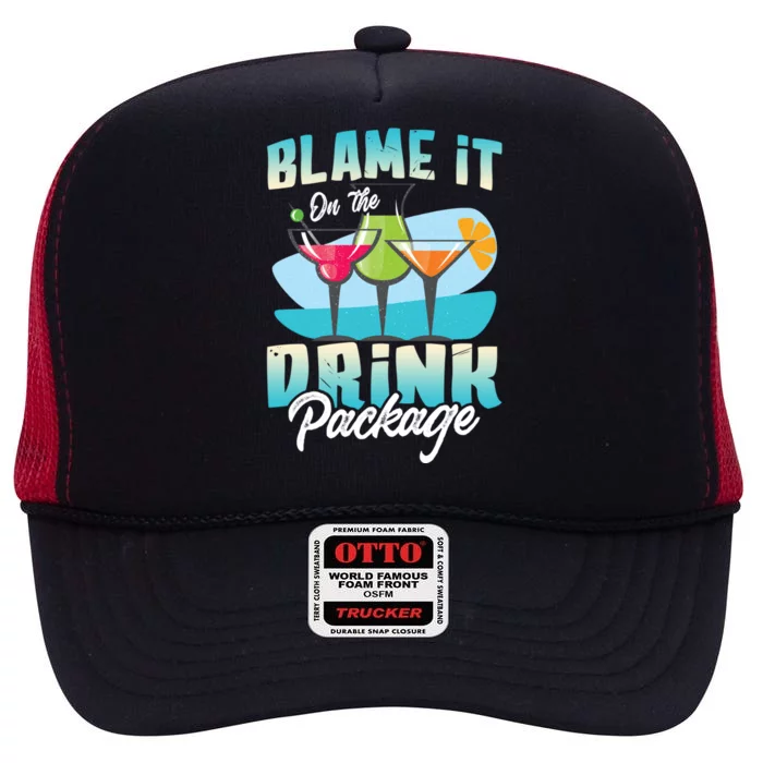 Cruise Alcohol Wine Lover Blame It On The Package Gift High Crown Mesh Trucker Hat