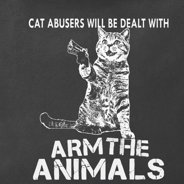 Cat Abusers Will Be Dealt With Arm The Animal Funny Cat Zip Tote Bag