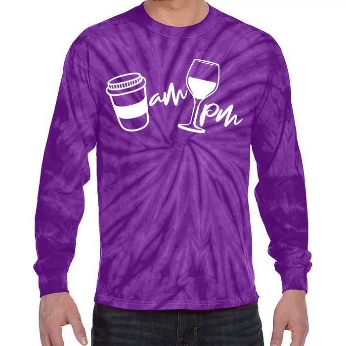 Coffee Am Wine Pm Tie-Dye Long Sleeve Shirt