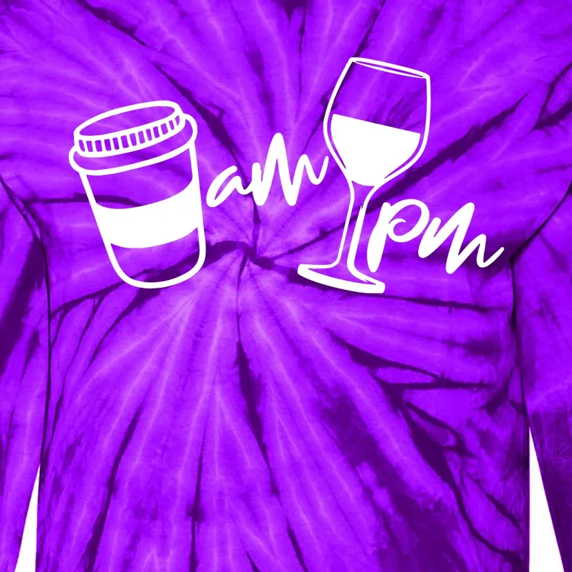 Coffee Am Wine Pm Tie-Dye Long Sleeve Shirt