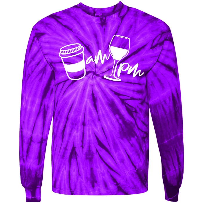 Coffee Am Wine Pm Tie-Dye Long Sleeve Shirt