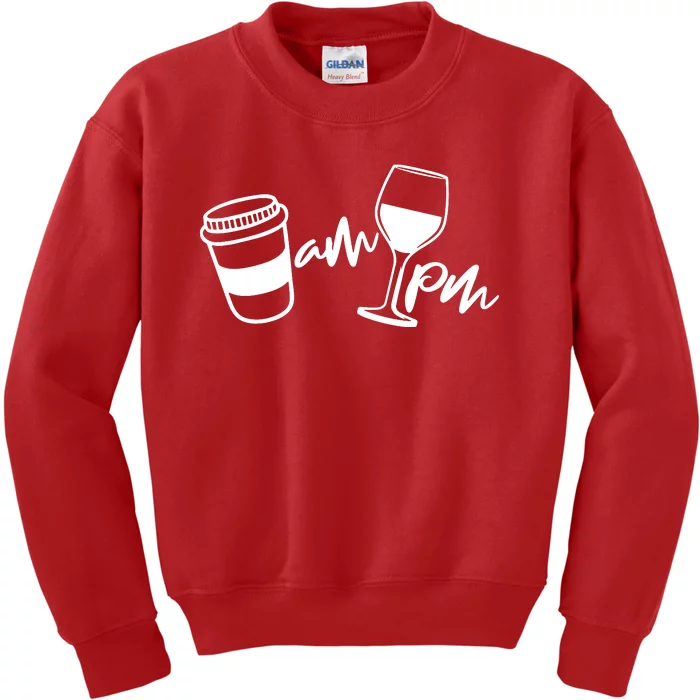 Coffee Am Wine Pm Kids Sweatshirt