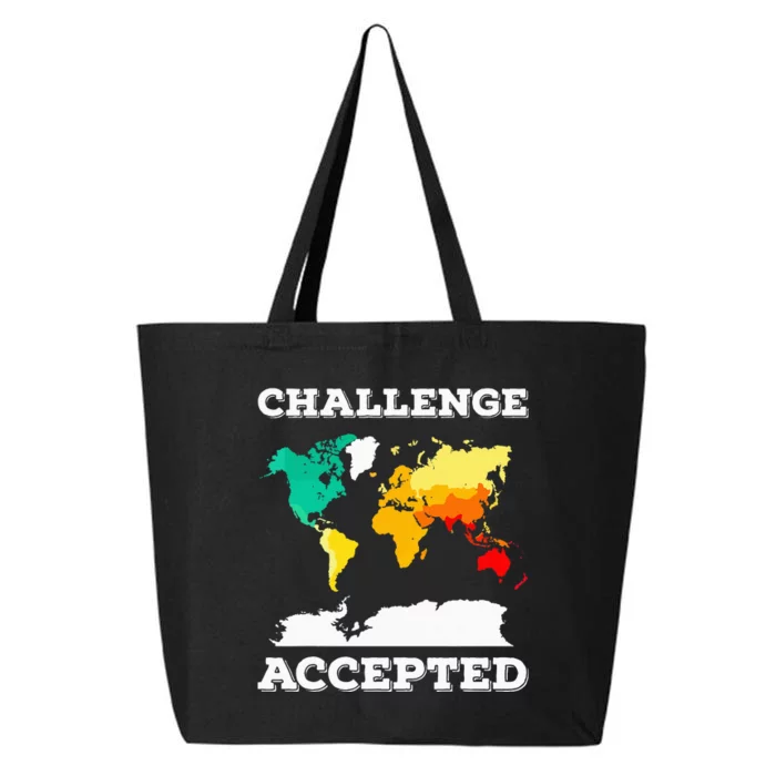 Challenge Accepted World Map Travel World Traveler 25L Jumbo Tote